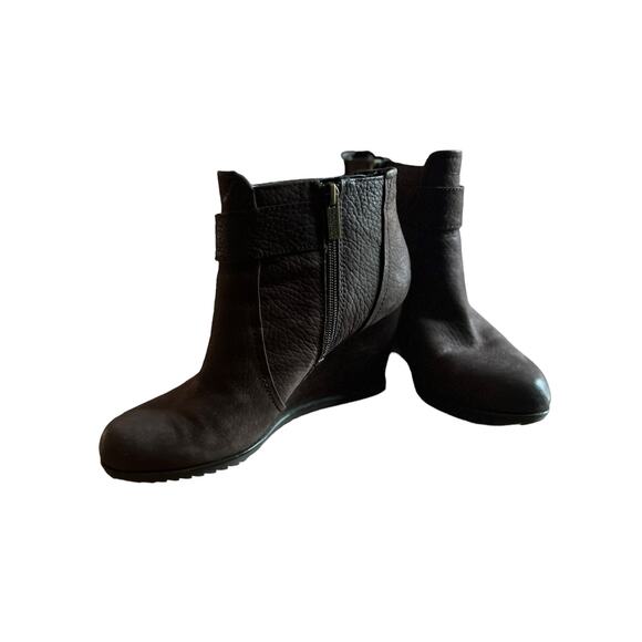 Kenneth Cole Reaction Brown Pebbled Leather Wedge Heel Ankle Boots Size 8.5 - Picture 4 of 8